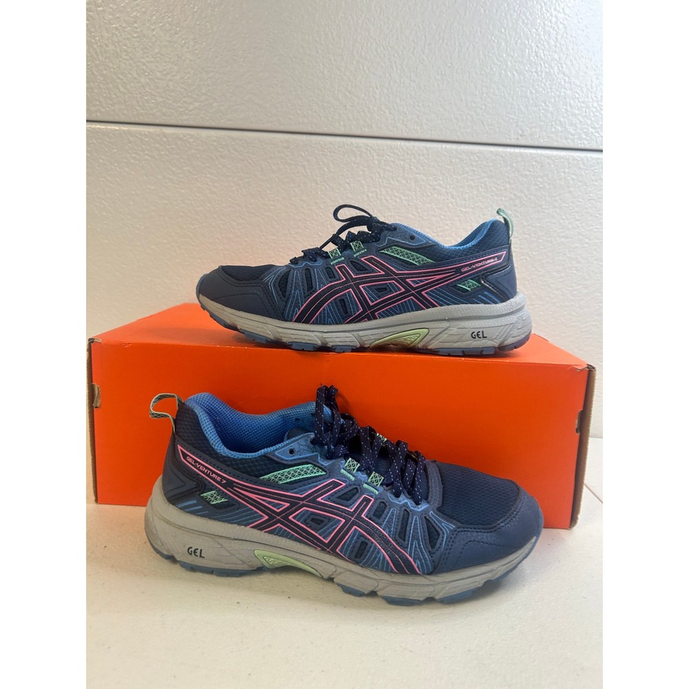 ASICS Gel-Venture 7 Shoes Navy‎ Pink Women Size 8 #2866